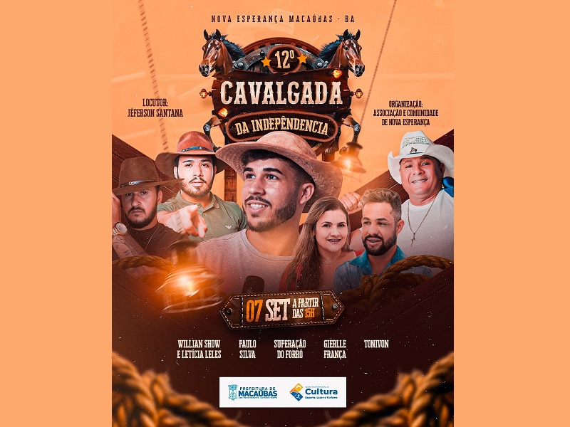 VEM AÍ A 12ª CAVALGADA DA INDEPENDÊNCIA EM NOVA ESPERANÇA!